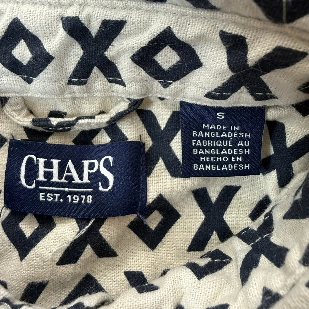 Chaps Men's S Moose Print Button Down Shirt Untucked 100% Cotton NWT Cabin Core - Picture 9 of 12